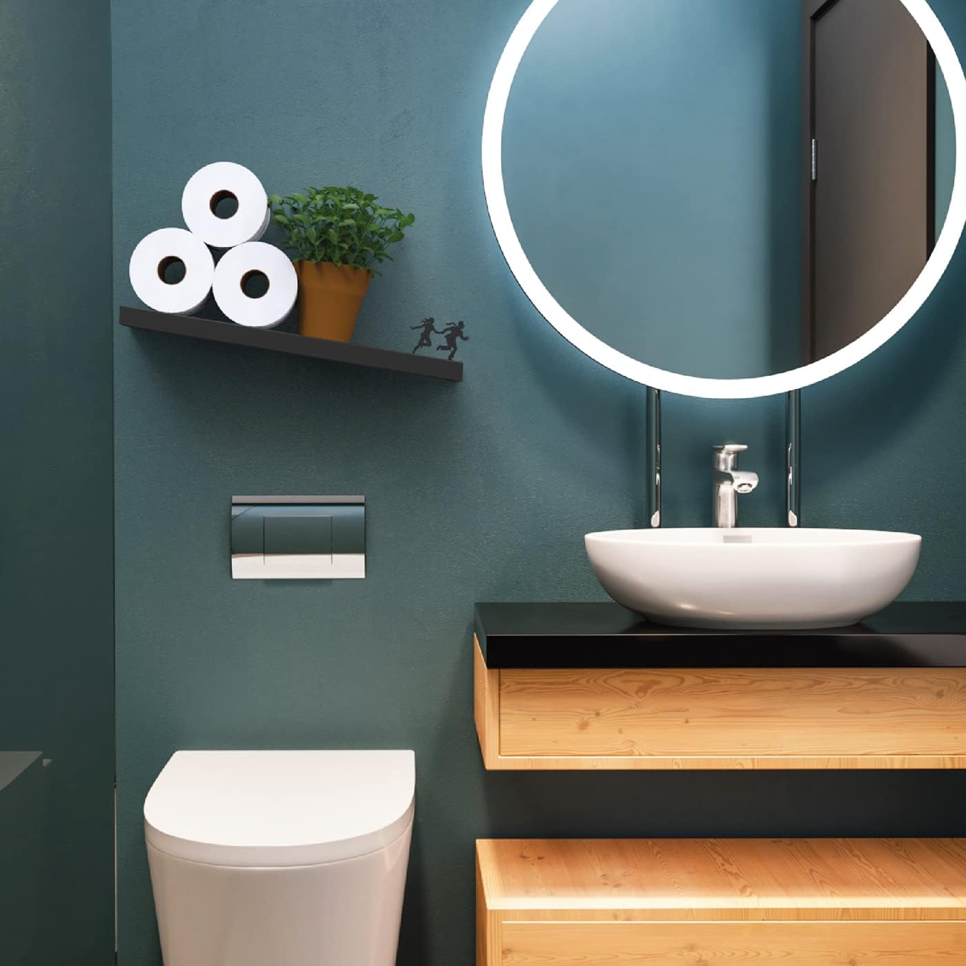 Gravity Illusion Toilet Shelf