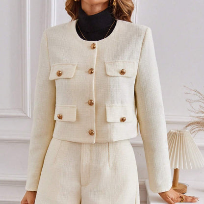 CHIC CROPPED JACKET WITH FLAPS