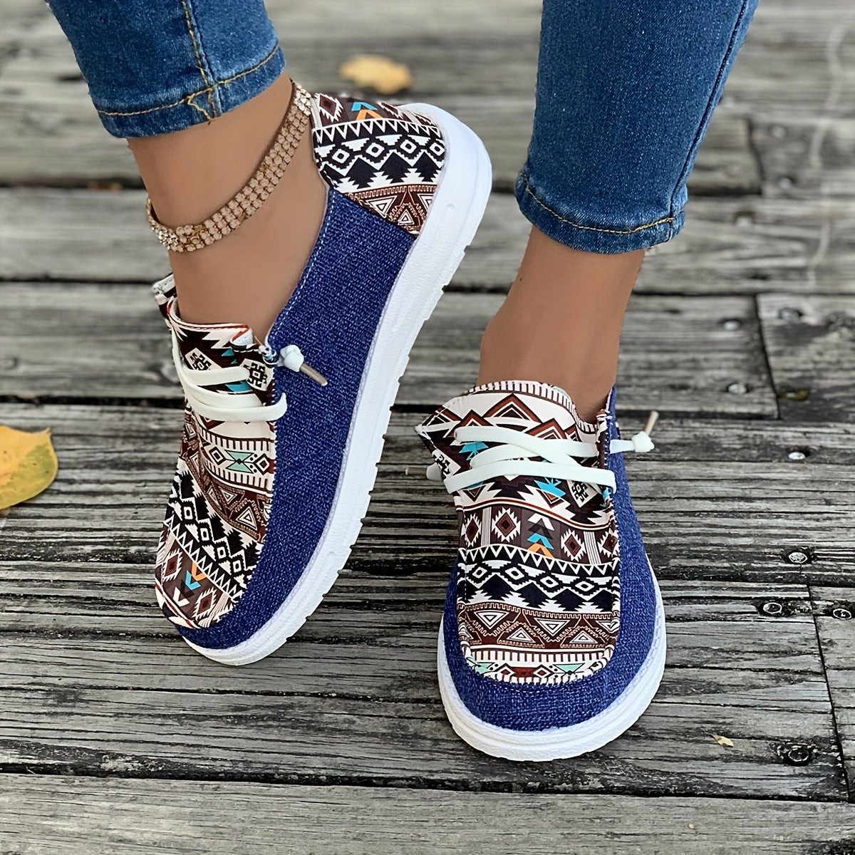 Soléa Rivera Aztec Lace-Up Canvas Shoe