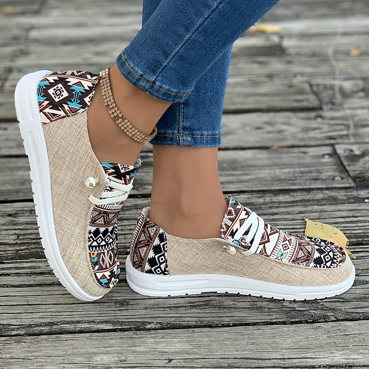 Soléa Rivera Aztec Lace-Up Canvas Shoe