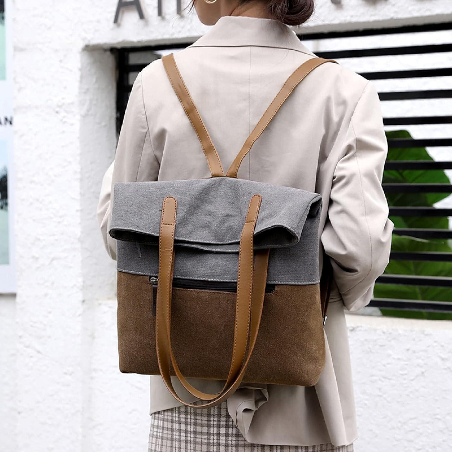 2-in-1 Canvas Bag: Shoulder & Backpack