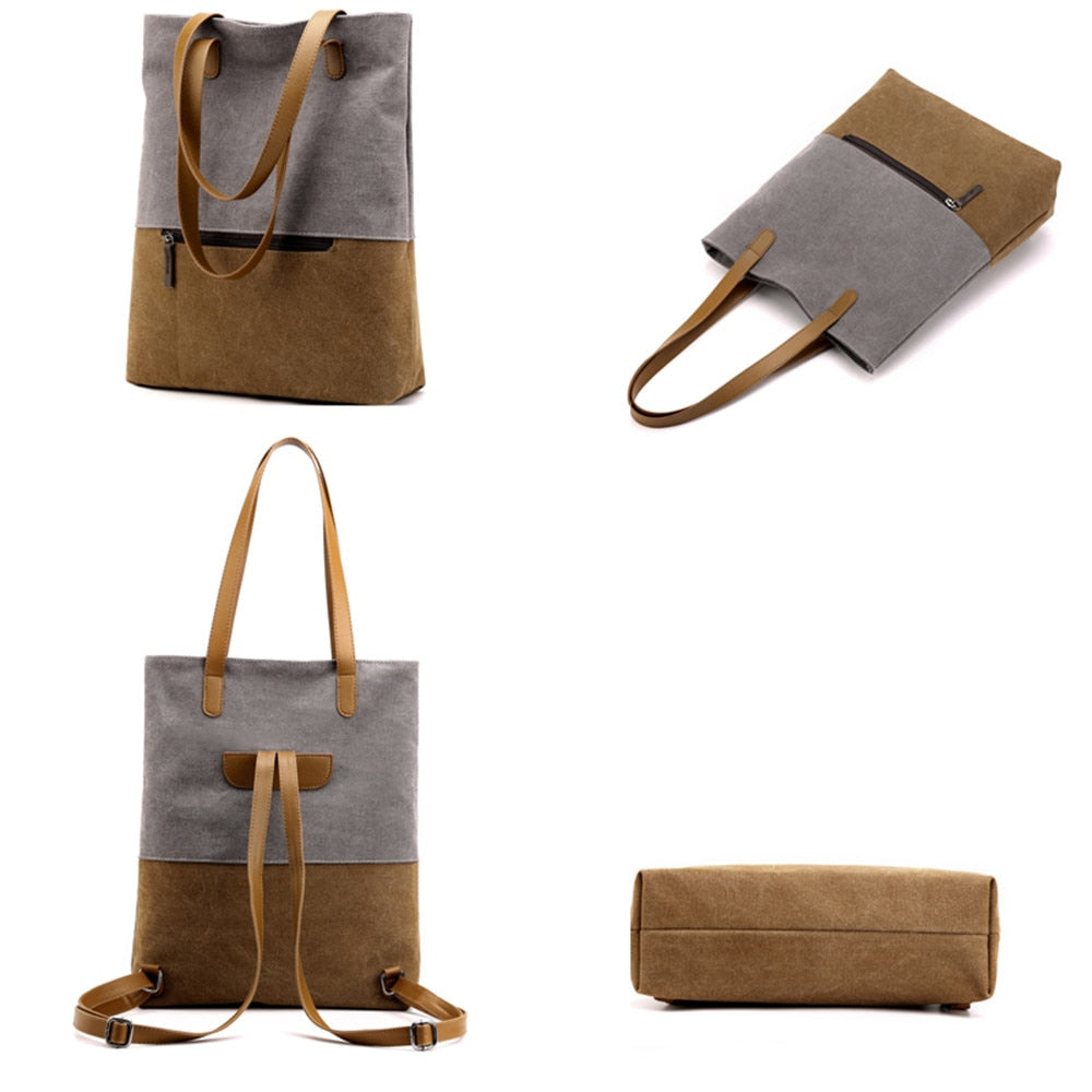 2-in-1 Canvas Bag: Shoulder & Backpack