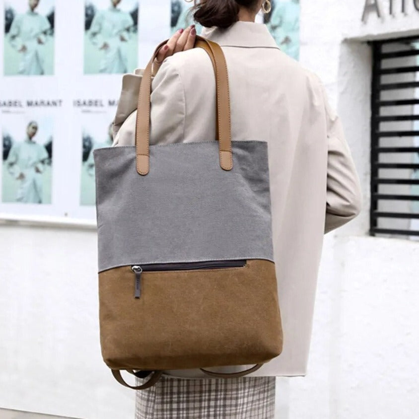 2-in-1 Canvas Bag: Shoulder & Backpack