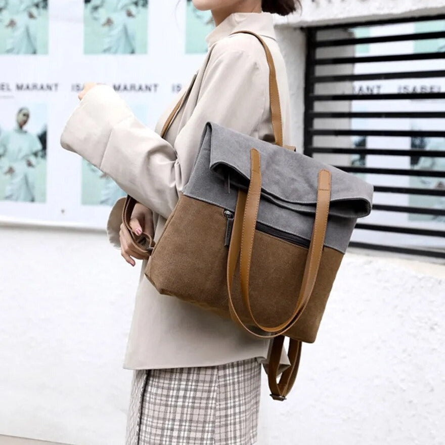 2-in-1 Canvas Bag: Shoulder & Backpack