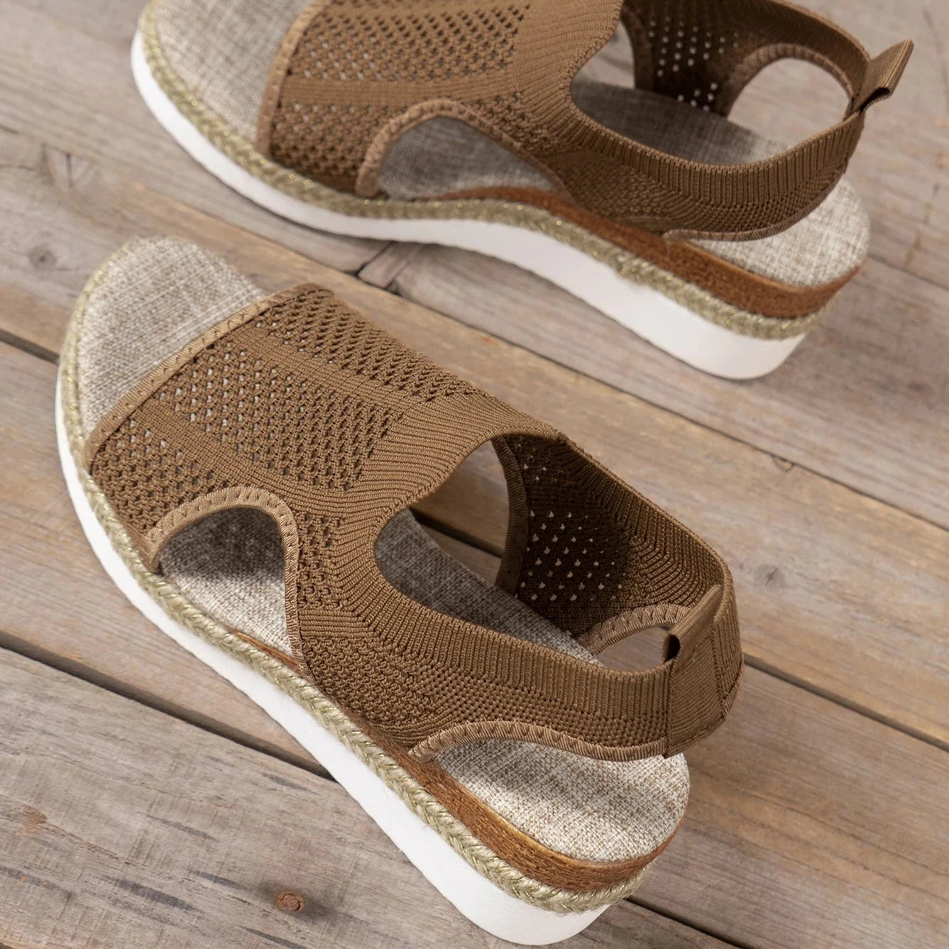 Shoreline Chic: Summer Mesh Wedge Sandals