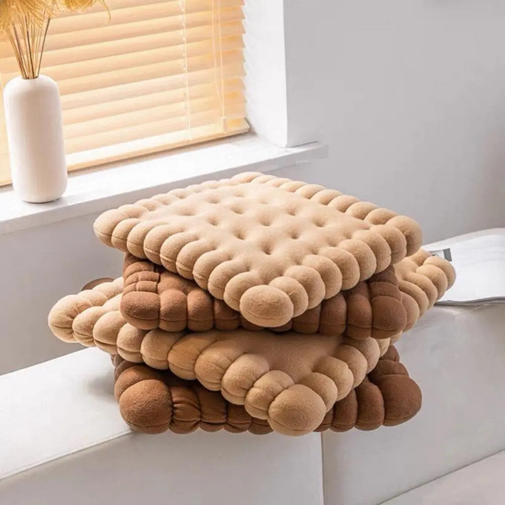 Biscuit-Shaped Plush Cushion