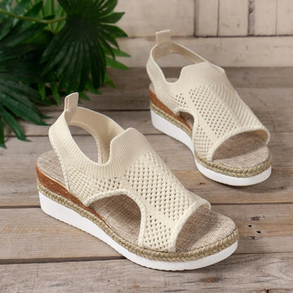 Shoreline Chic: Summer Mesh Wedge Sandals