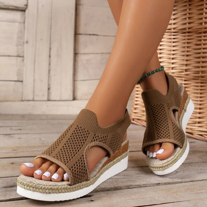 Shoreline Chic: Summer Mesh Wedge Sandals