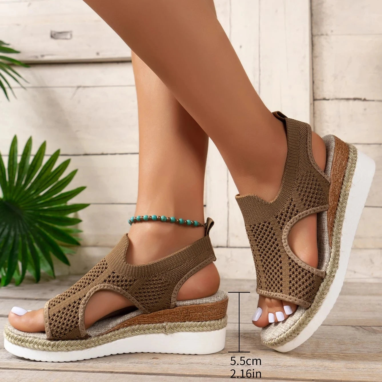 Shoreline Chic: Summer Mesh Wedge Sandals