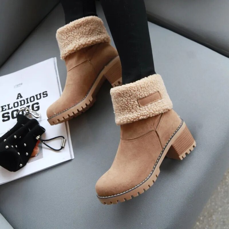 Cozy Chic Fur-Top Foldable Boots