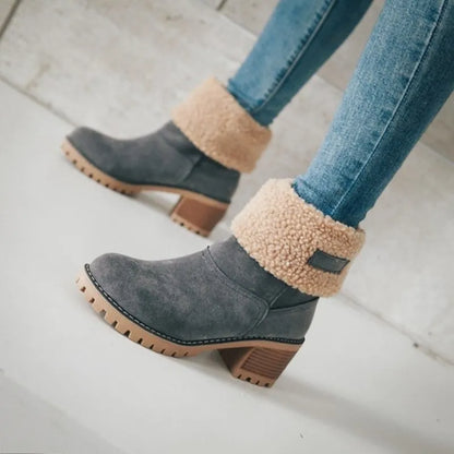 Cozy Chic Fur-Top Foldable Boots