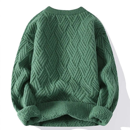 Men's Casual Chevron Crewneck Knit Sweater