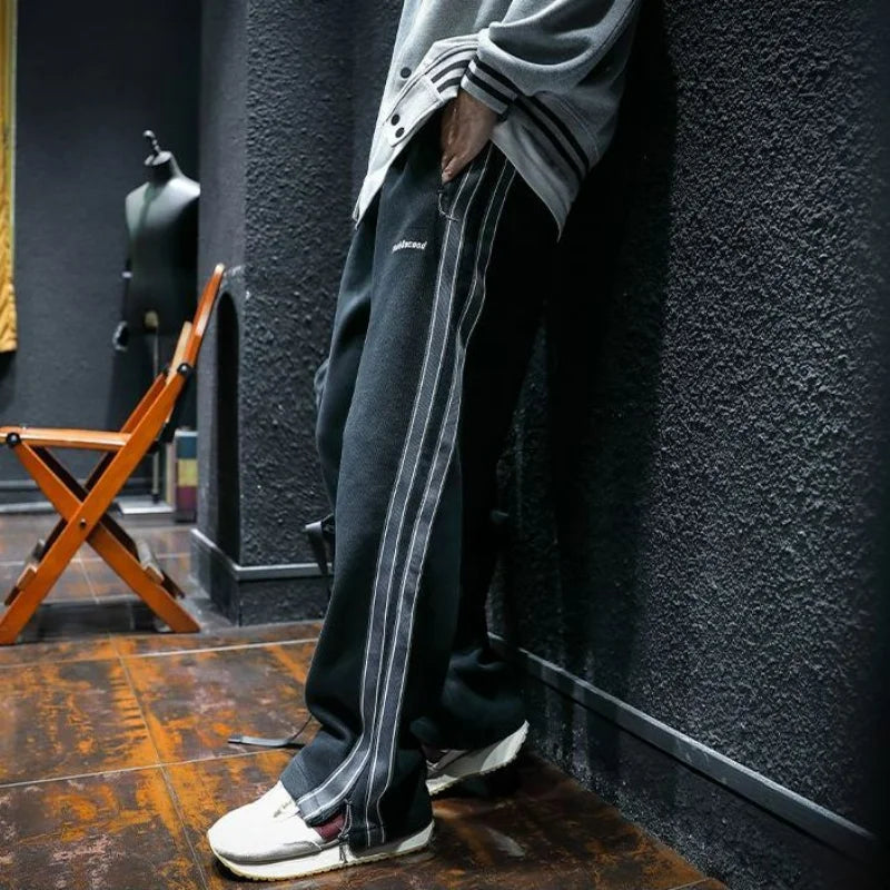 Two-Tone Side Stripe Cotton Sweatpants