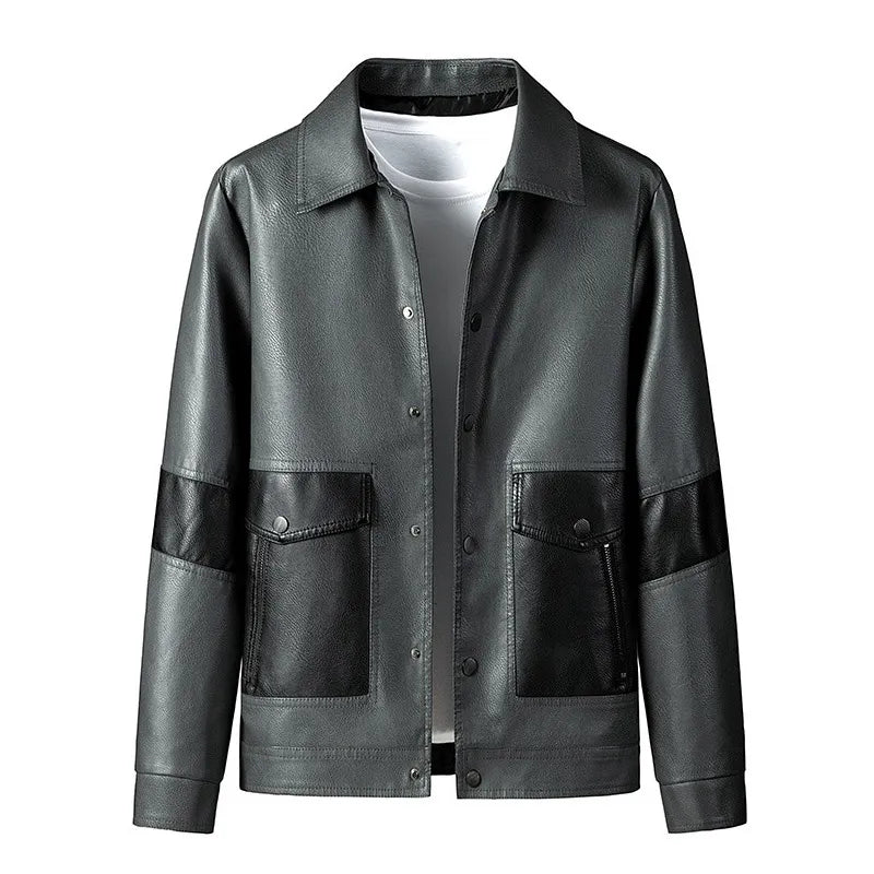 Two-Tone Faux Leather Jacket