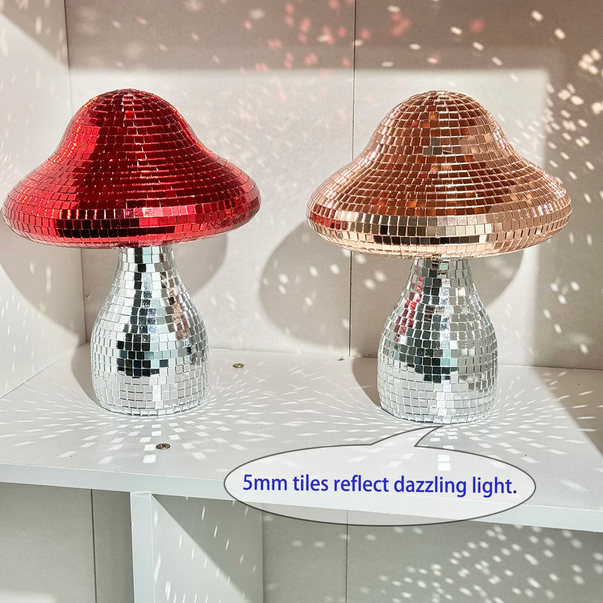 Dreamy Disco Mushroom Handmade Ornament Reflective Home Decor for Living Room Bedroom Patio Party Wedding Gift Light Decoration
