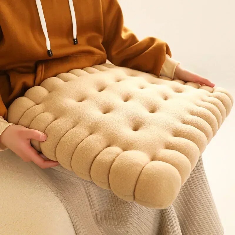 Biscuit-Shaped Plush Cushion