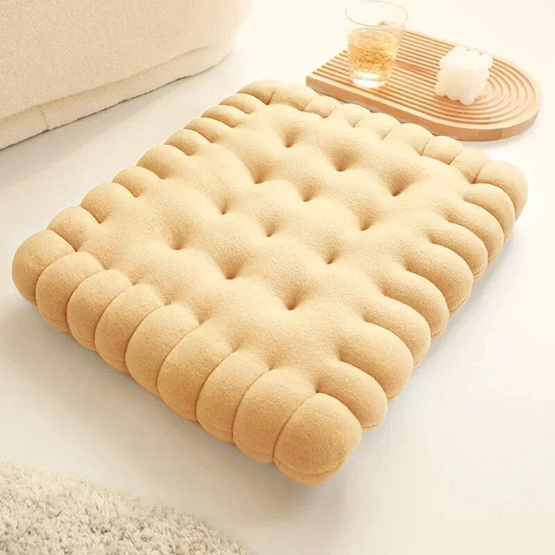 Biscuit-Shaped Plush Cushion