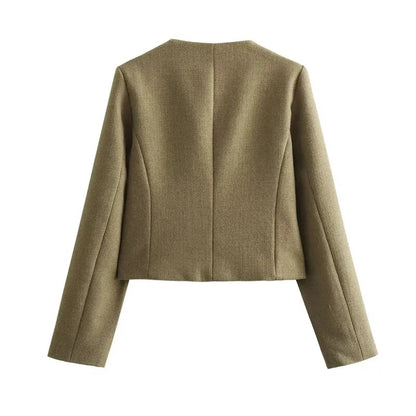 CHIC CROPPED JACKET WITH FLAPS