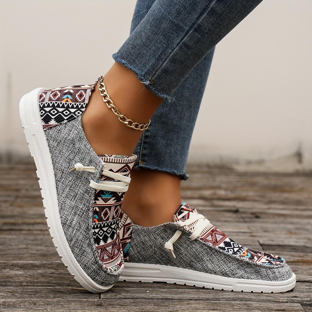 Soléa Rivera Aztec Lace-Up Canvas Shoe