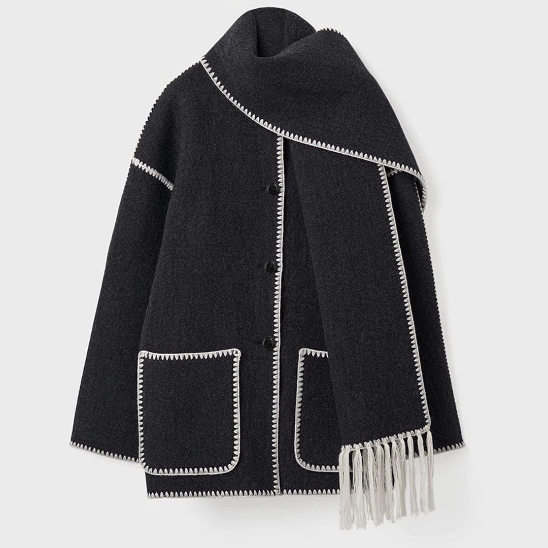 Diotome | Embroidered Wool Blend Scarf Jacket