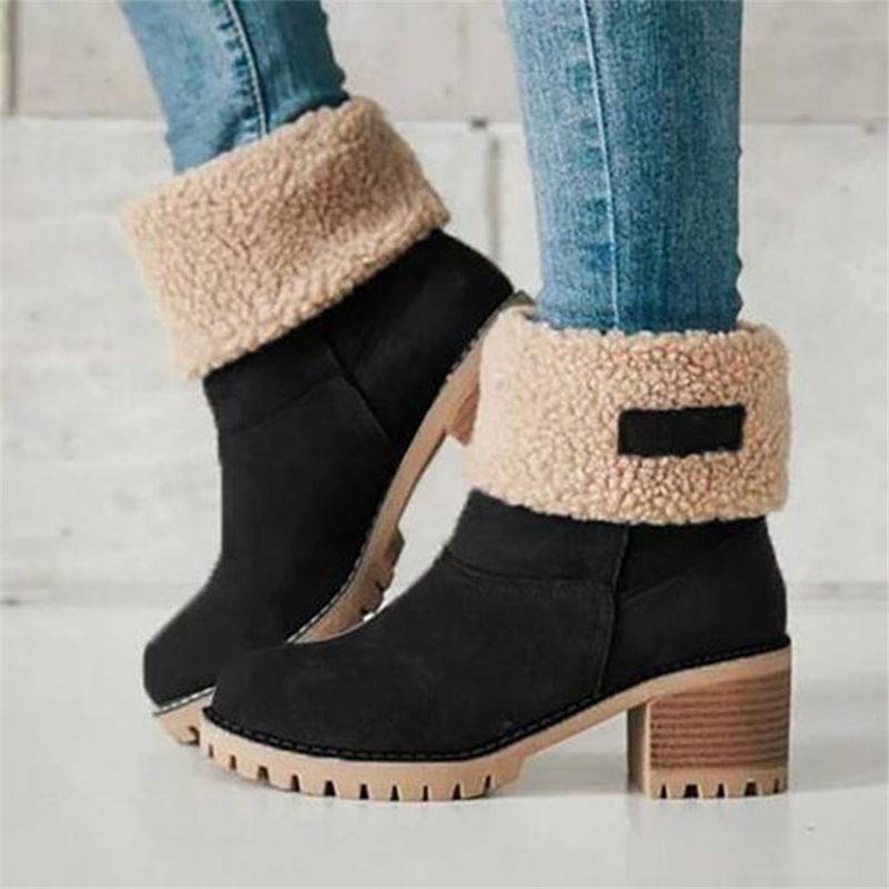 Cozy Chic Fur-Top Foldable Boots