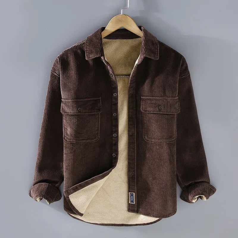 SHERPA LINED CORDUROY OVERSHIRT WITH POCKETS