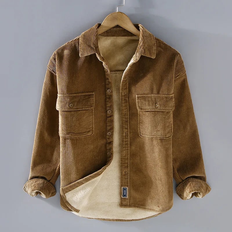 SHERPA LINED CORDUROY OVERSHIRT WITH POCKETS