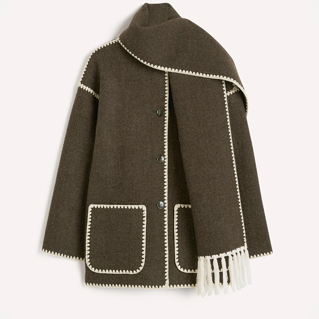 Diotome | Embroidered Wool Blend Scarf Jacket