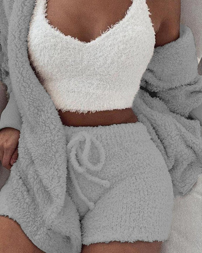 Cozy Elegance: 3-Piece Plush Women's Set