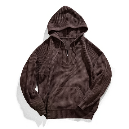 PRESTIJUS HALF-ZIP KNITTED HOODIE