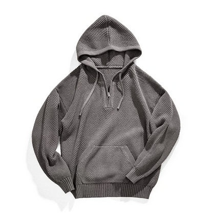 PRESTIJUS HALF-ZIP KNITTED HOODIE