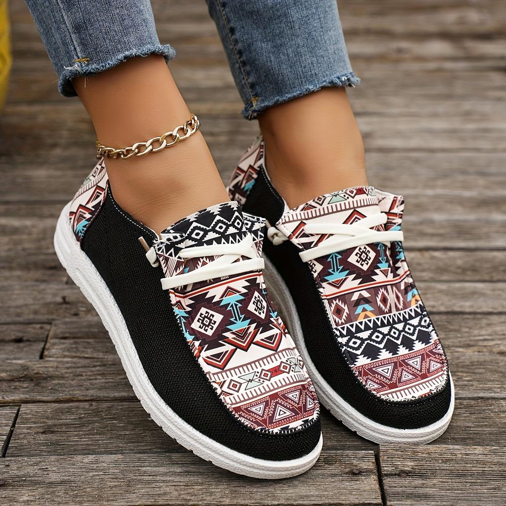 Soléa Rivera Aztec Lace-Up Canvas Shoe