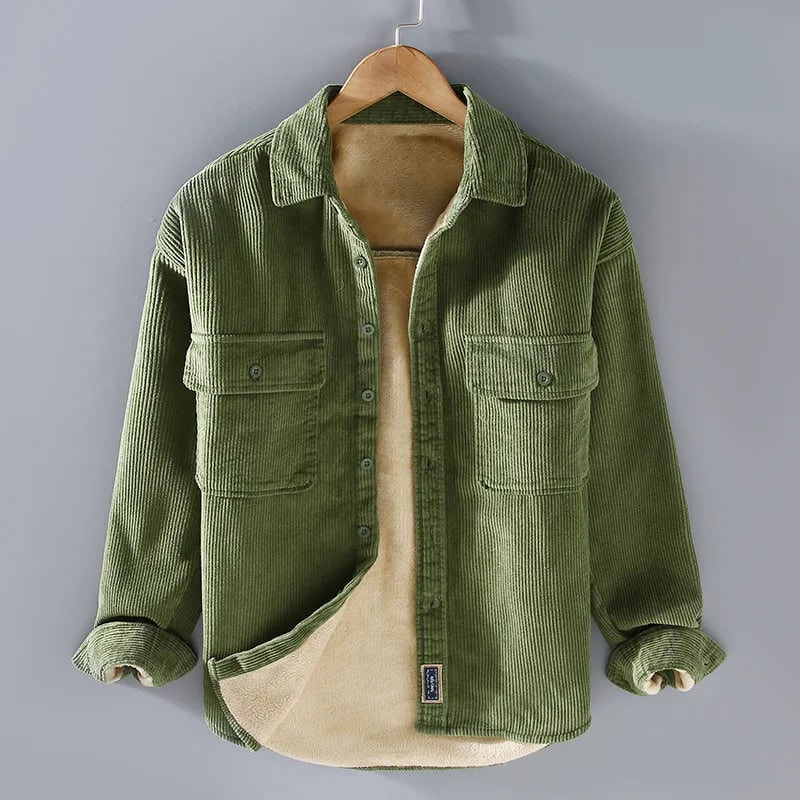 SHERPA LINED CORDUROY OVERSHIRT WITH POCKETS