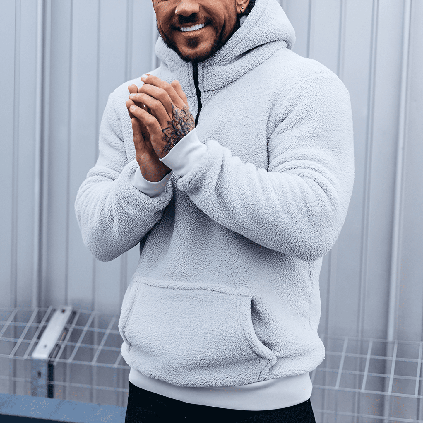 Fluffy Sherpa Quarter-Zip Hoodie