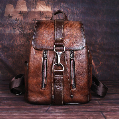 Evelyn Retro Genuine Leather Backpack