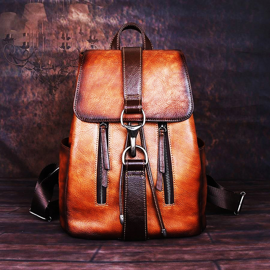 Evelyn Retro Genuine Leather Backpack