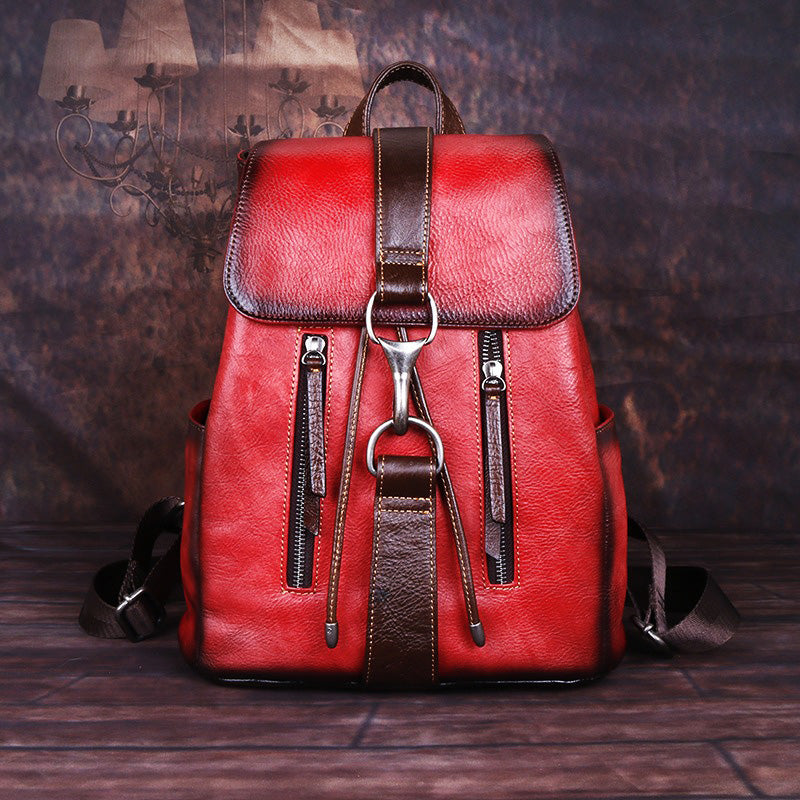 Evelyn Retro Genuine Leather Backpack