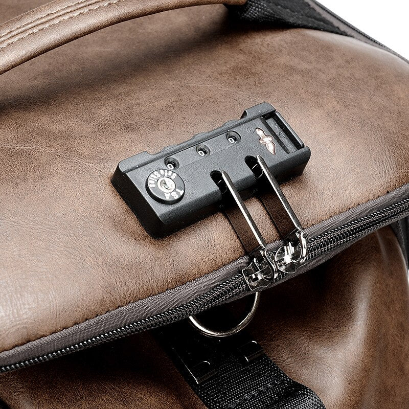 WEYSFOR - Travel Bag Leather Anti-Theft · TSA Lock · USB